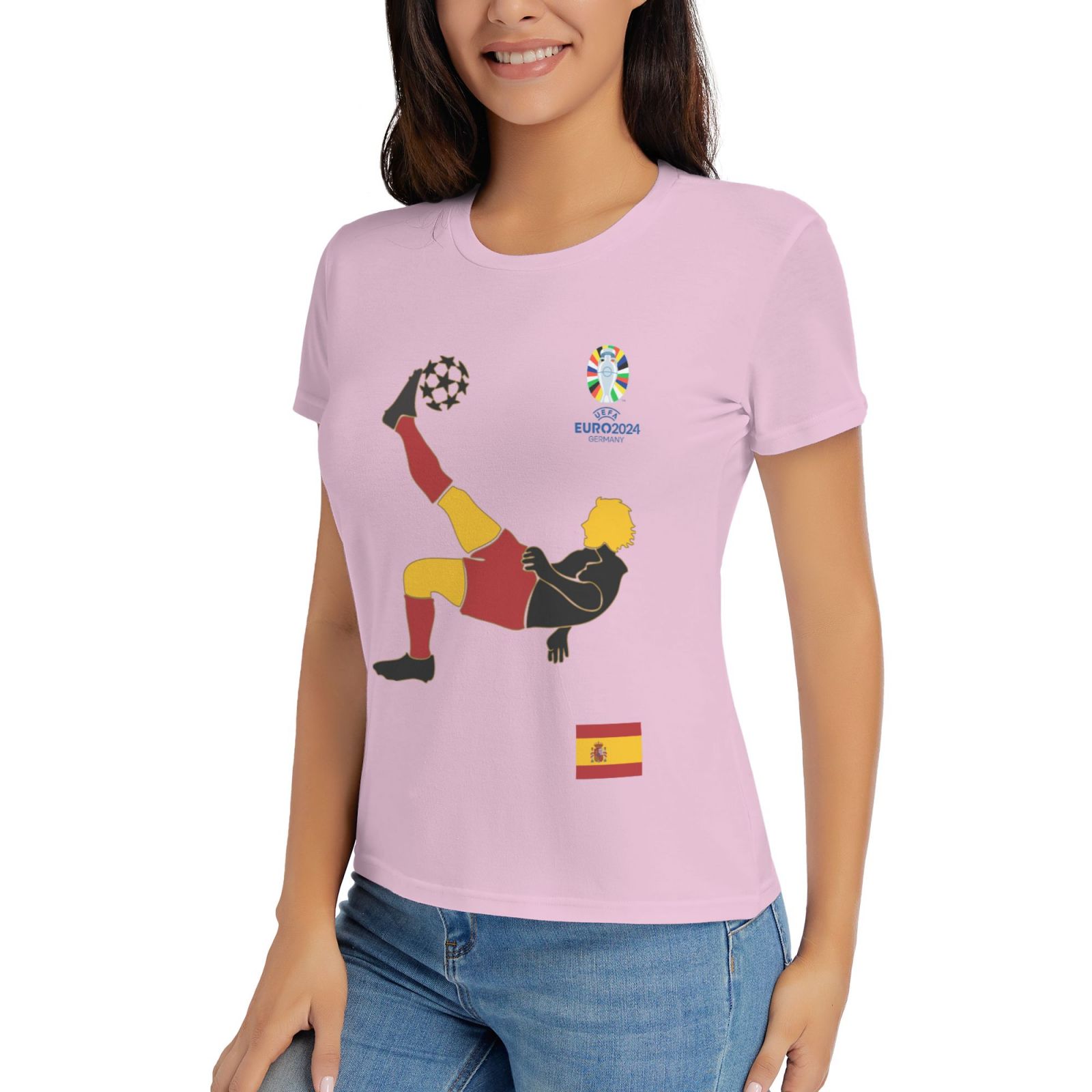 Women's Spain EURO 2024 Basic Short Sleeve T-Shirt WBT1725