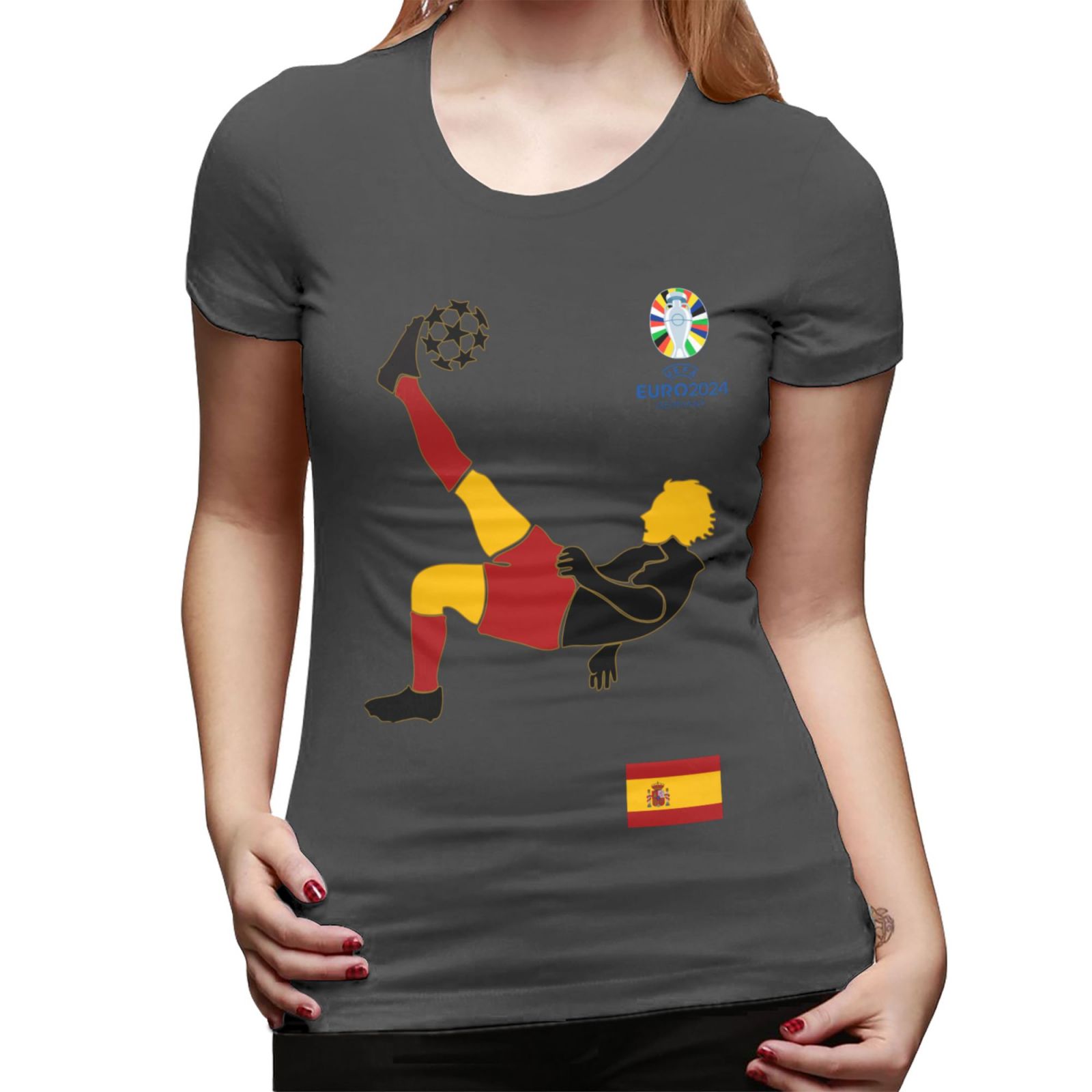 Women's Spain EURO 2024 Basic Short Sleeve T-Shirt WBT1725