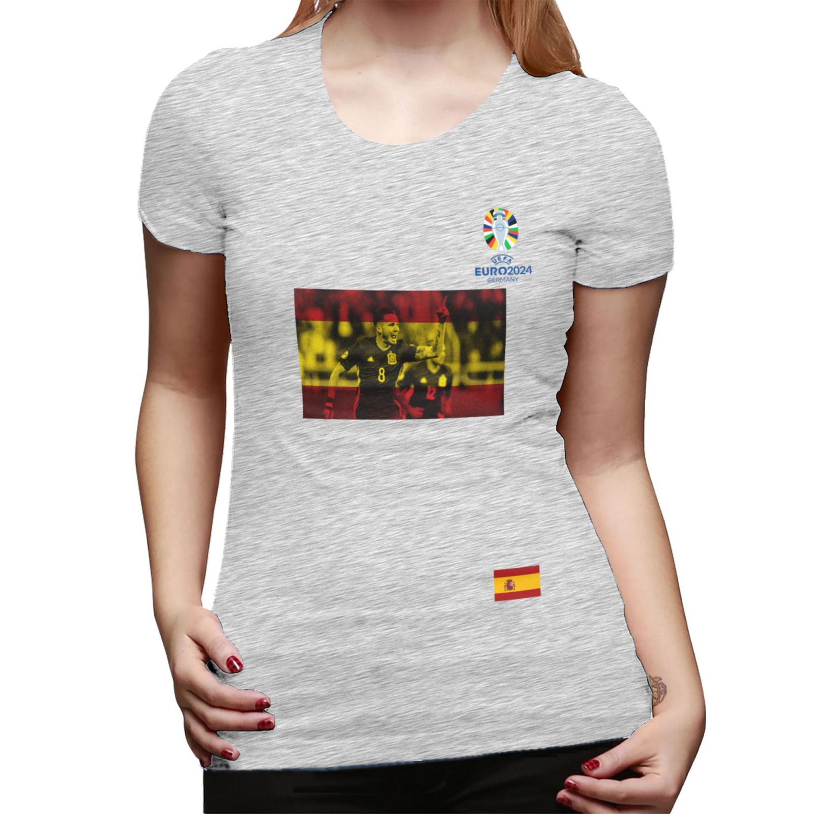 Women's Spain EURO 2024 Basic Short Sleeve T-Shirt WBT1740