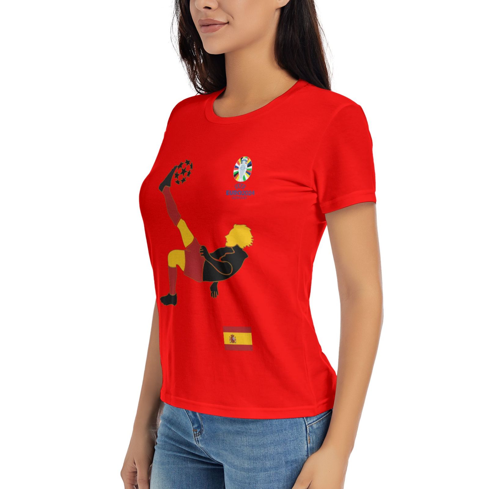 Women's Spain EURO 2024 Basic Short Sleeve T-Shirt WBT1725