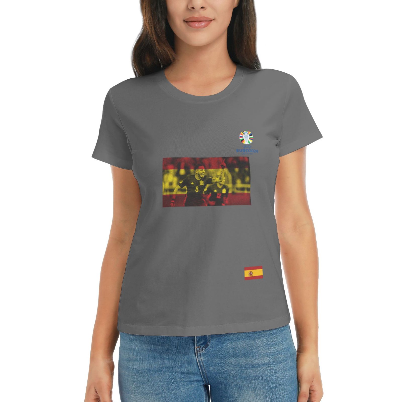 Women's Spain EURO 2024 Basic Short Sleeve T-Shirt WBT1740
