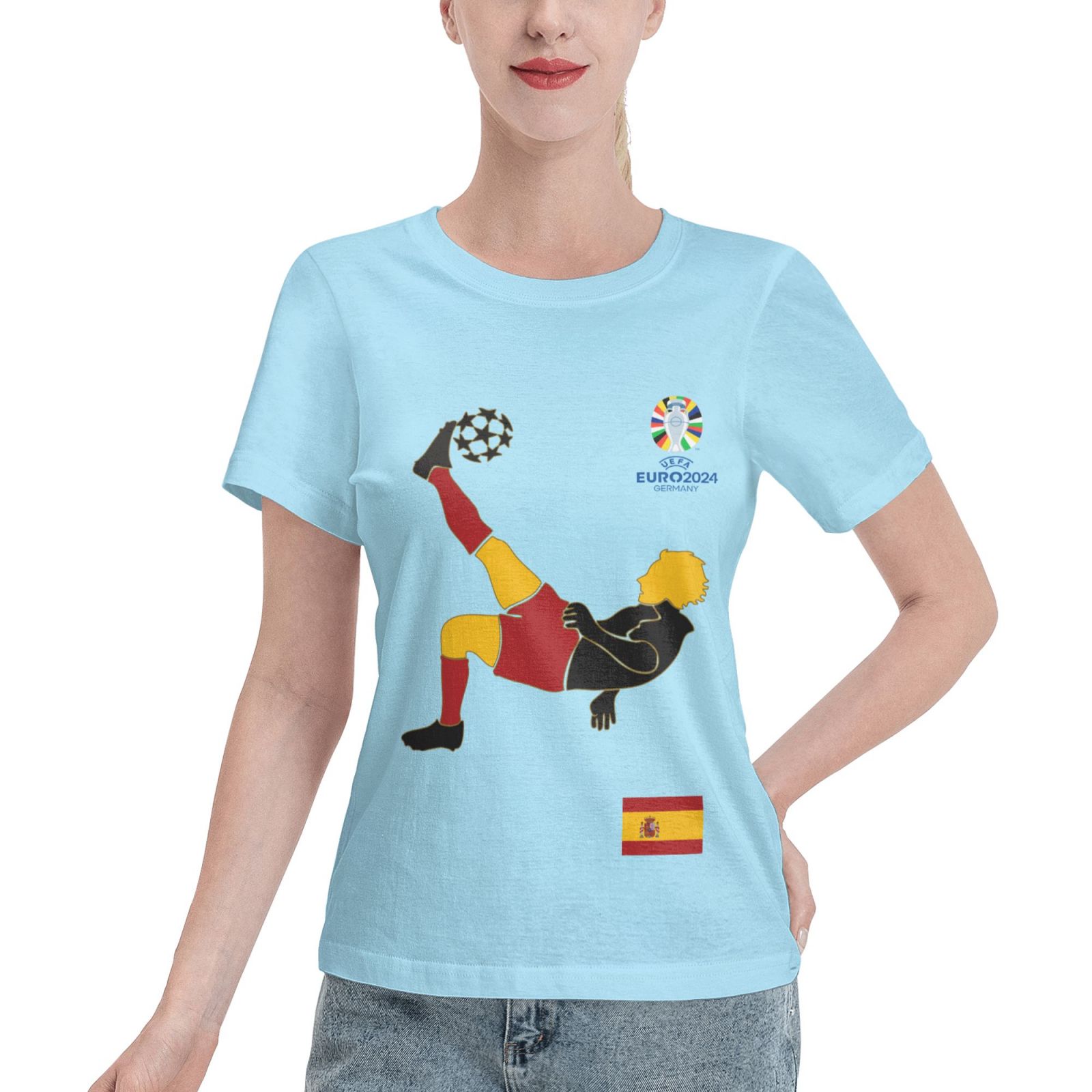 Women's Spain EURO 2024 Basic Short Sleeve T-Shirt WBT1725