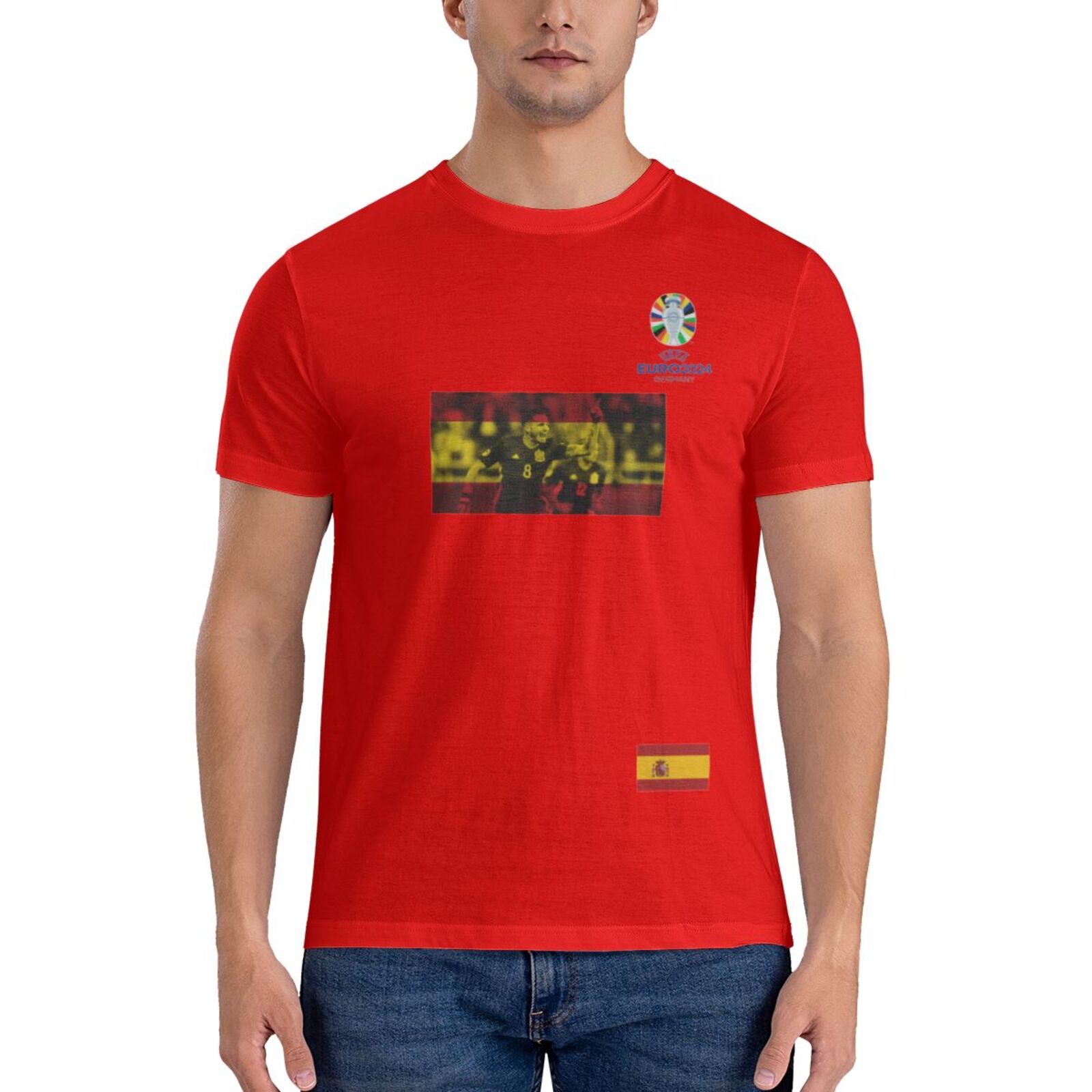 Men's Spain EURO 2024 Basic Short Sleeve T-Shirt BST1739