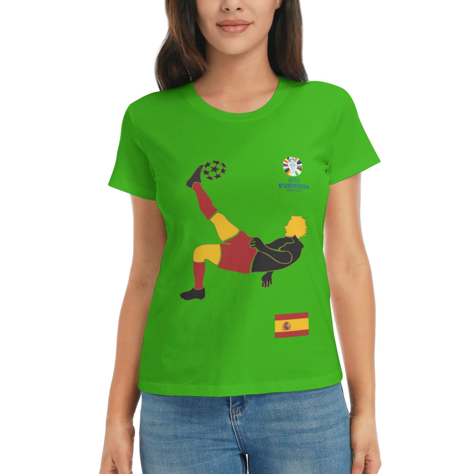 Women's Spain EURO 2024 Basic Short Sleeve T-Shirt WBT1725