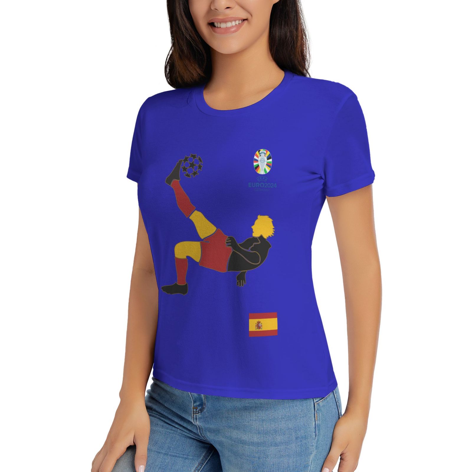 Women's Spain EURO 2024 Basic Short Sleeve T-Shirt WBT1725