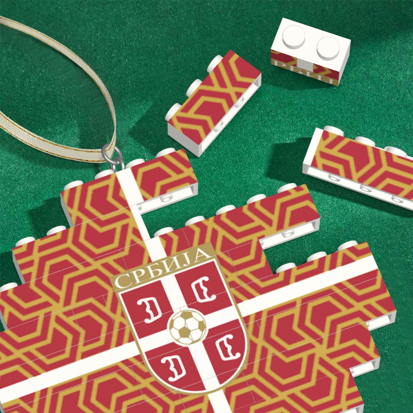 Serbia Building Block Puzzle Ornament BBP1999