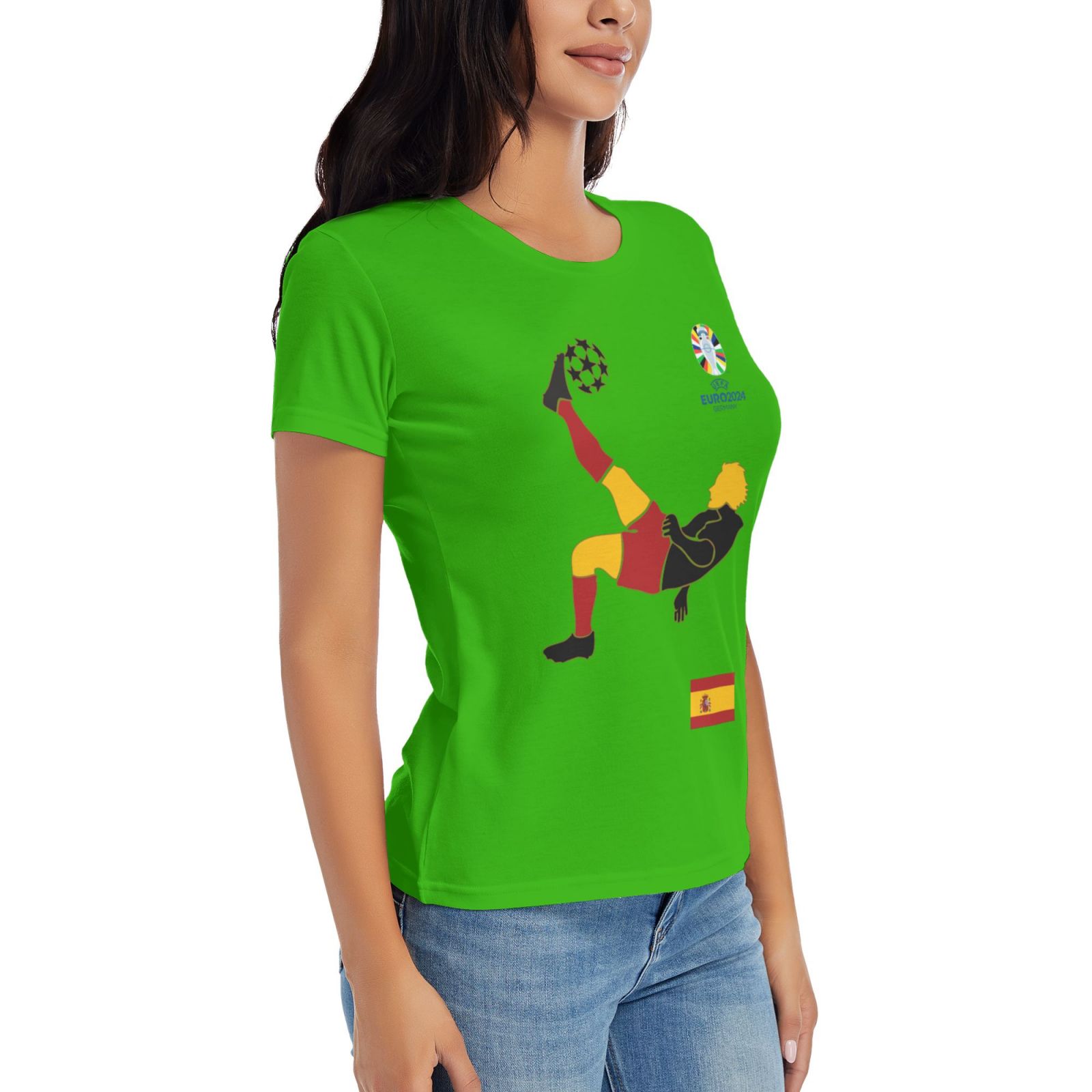 Women's Spain EURO 2024 Basic Short Sleeve T-Shirt WBT1725