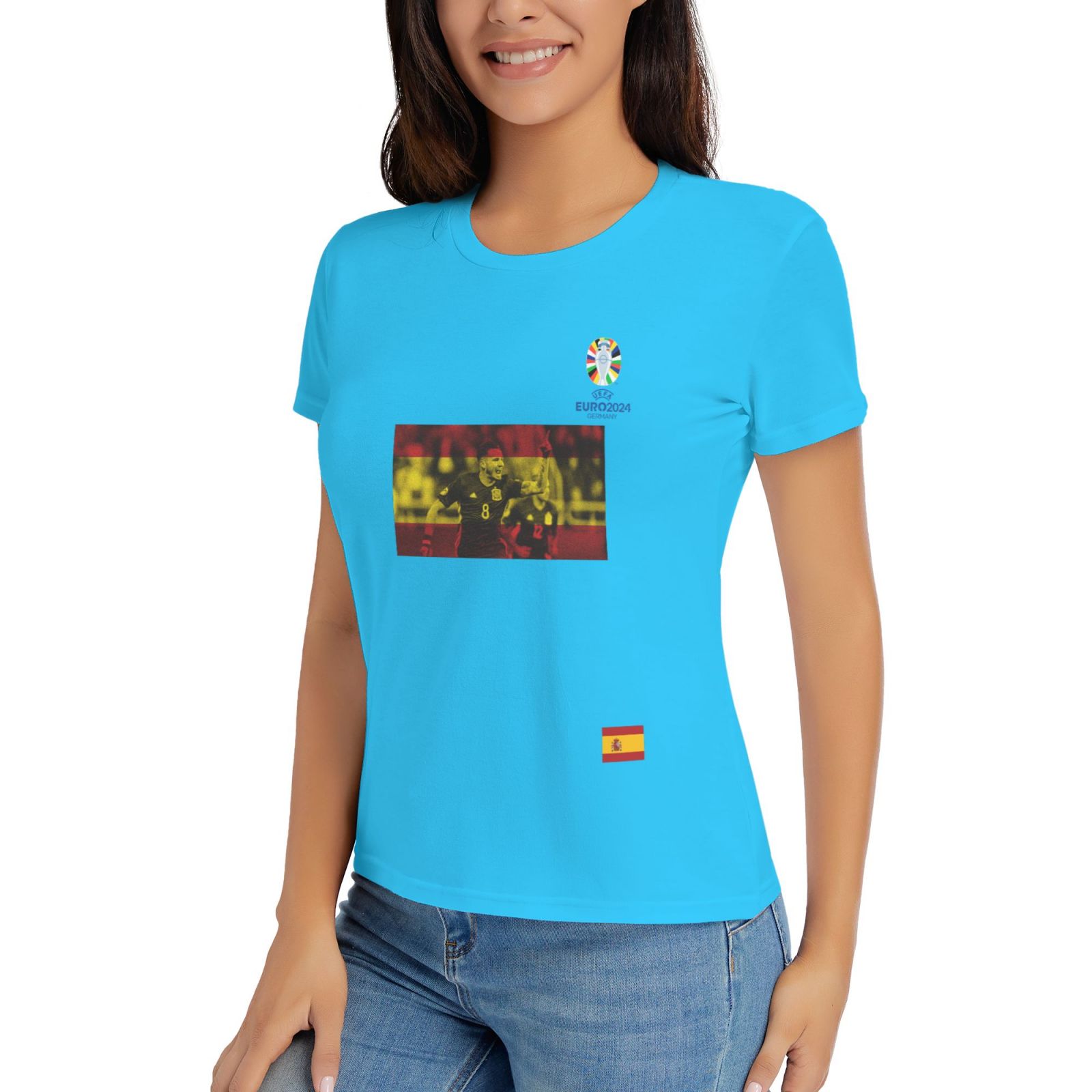 Women's Spain EURO 2024 Basic Short Sleeve T-Shirt WBT1740