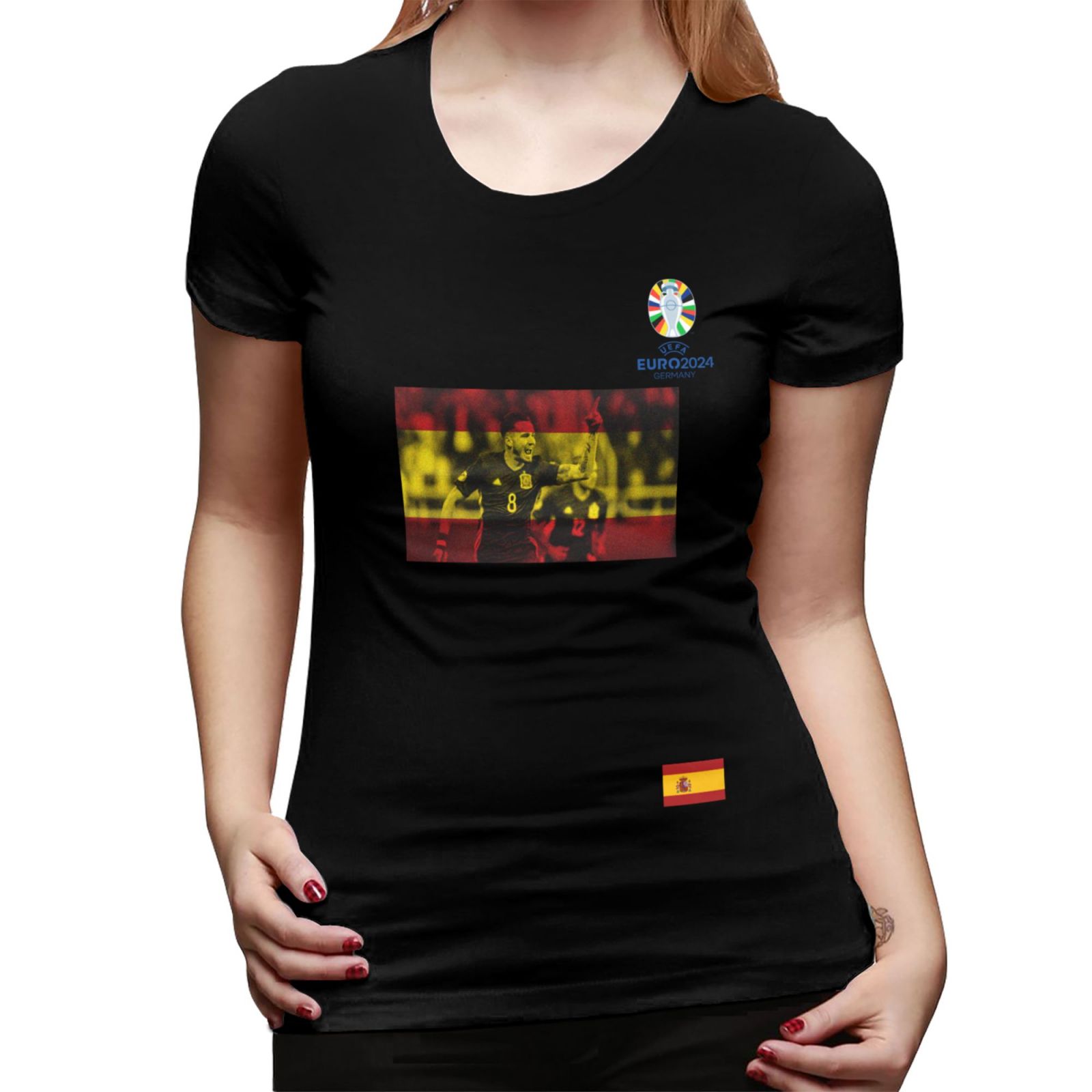 Women's Spain EURO 2024 Basic Short Sleeve T-Shirt WBT1740