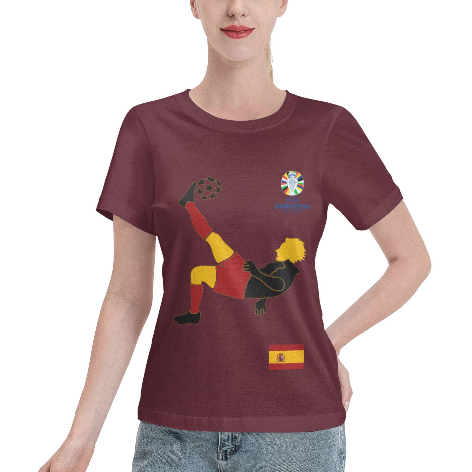 Women's Spain EURO 2024 Basic Short Sleeve T-Shirt WBT1725
