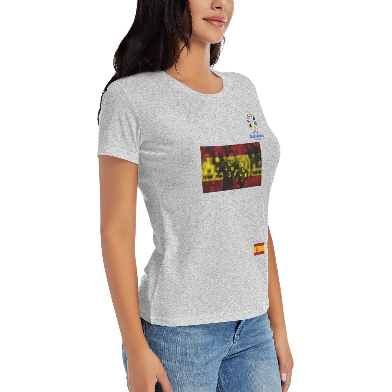 Women's Spain EURO 2024 Basic Short Sleeve T-Shirt WBT1740