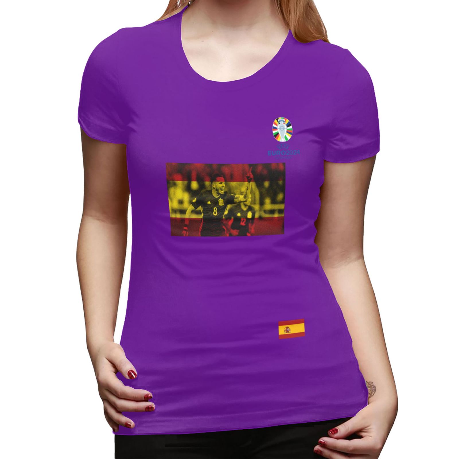Women's Spain EURO 2024 Basic Short Sleeve T-Shirt WBT1740