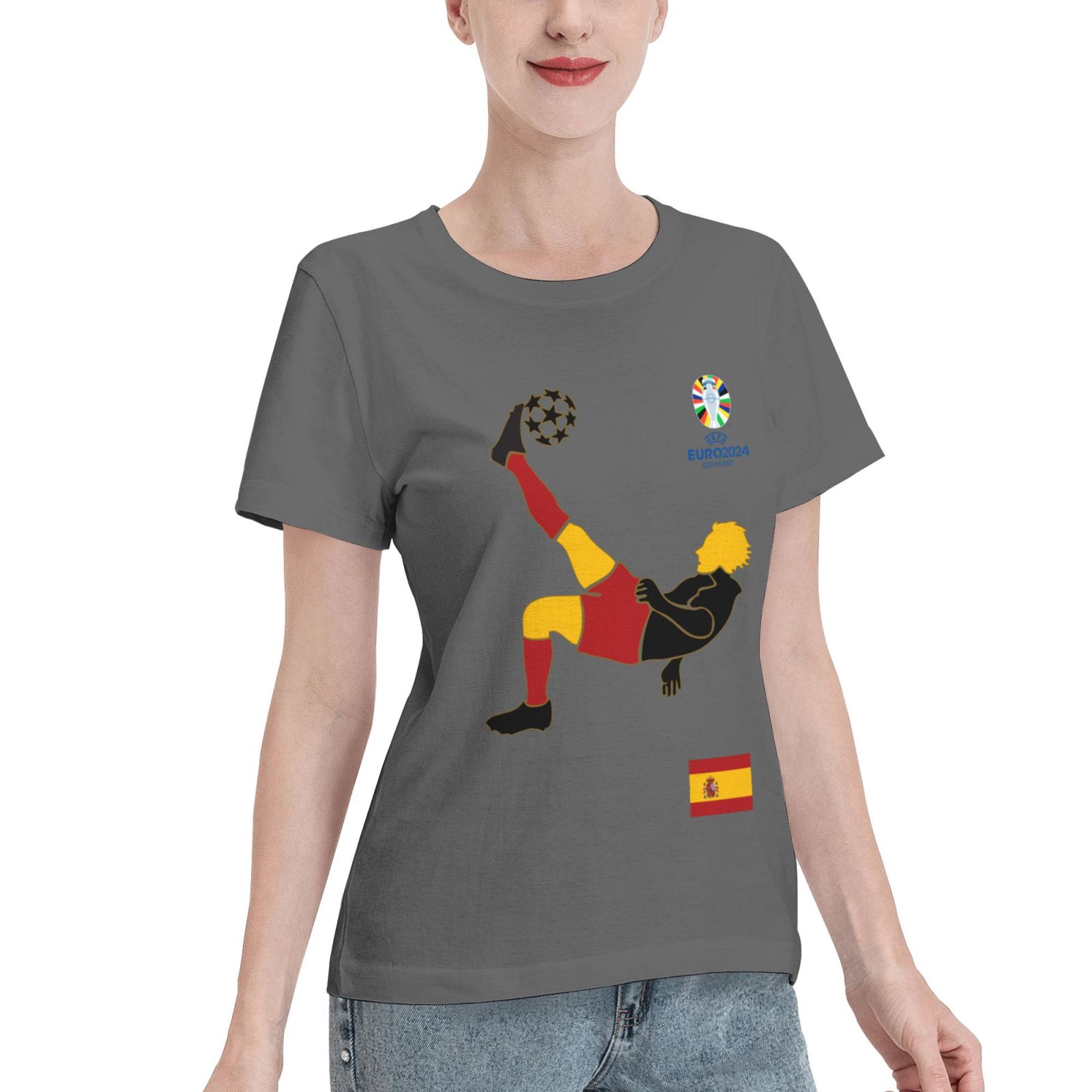 Women's Spain EURO 2024 Basic Short Sleeve T-Shirt WBT1725