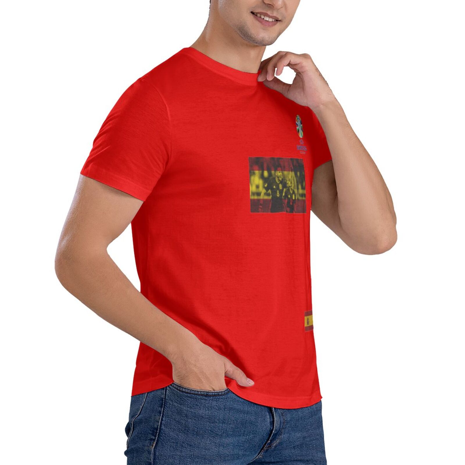 Men's Spain EURO 2024 Basic Short Sleeve T-Shirt BST1739