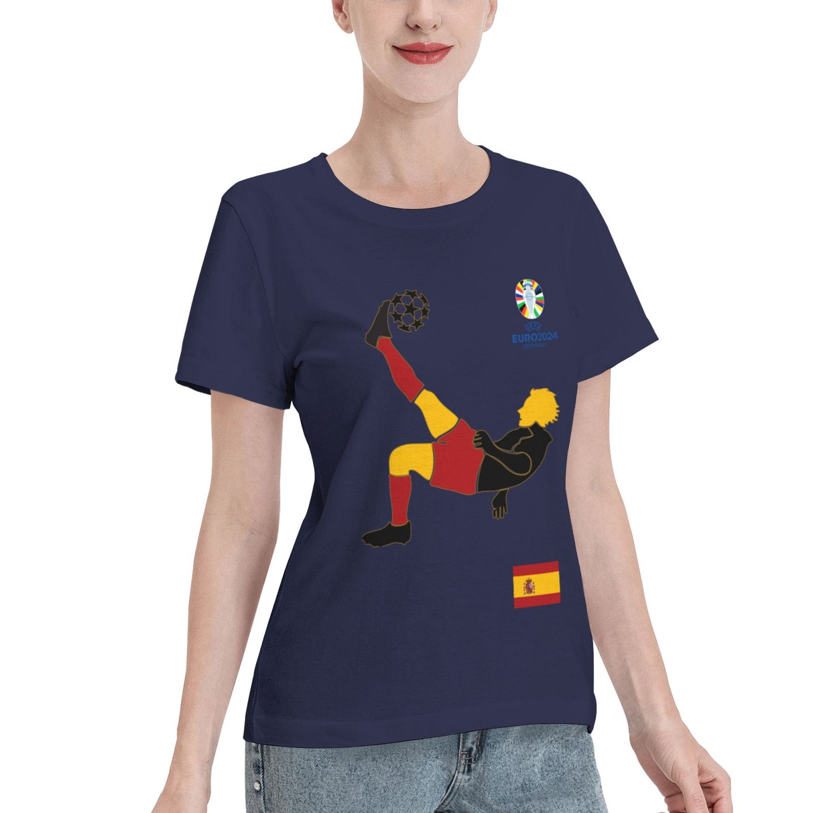 Women's Spain EURO 2024 Basic Short Sleeve T-Shirt WBT1725