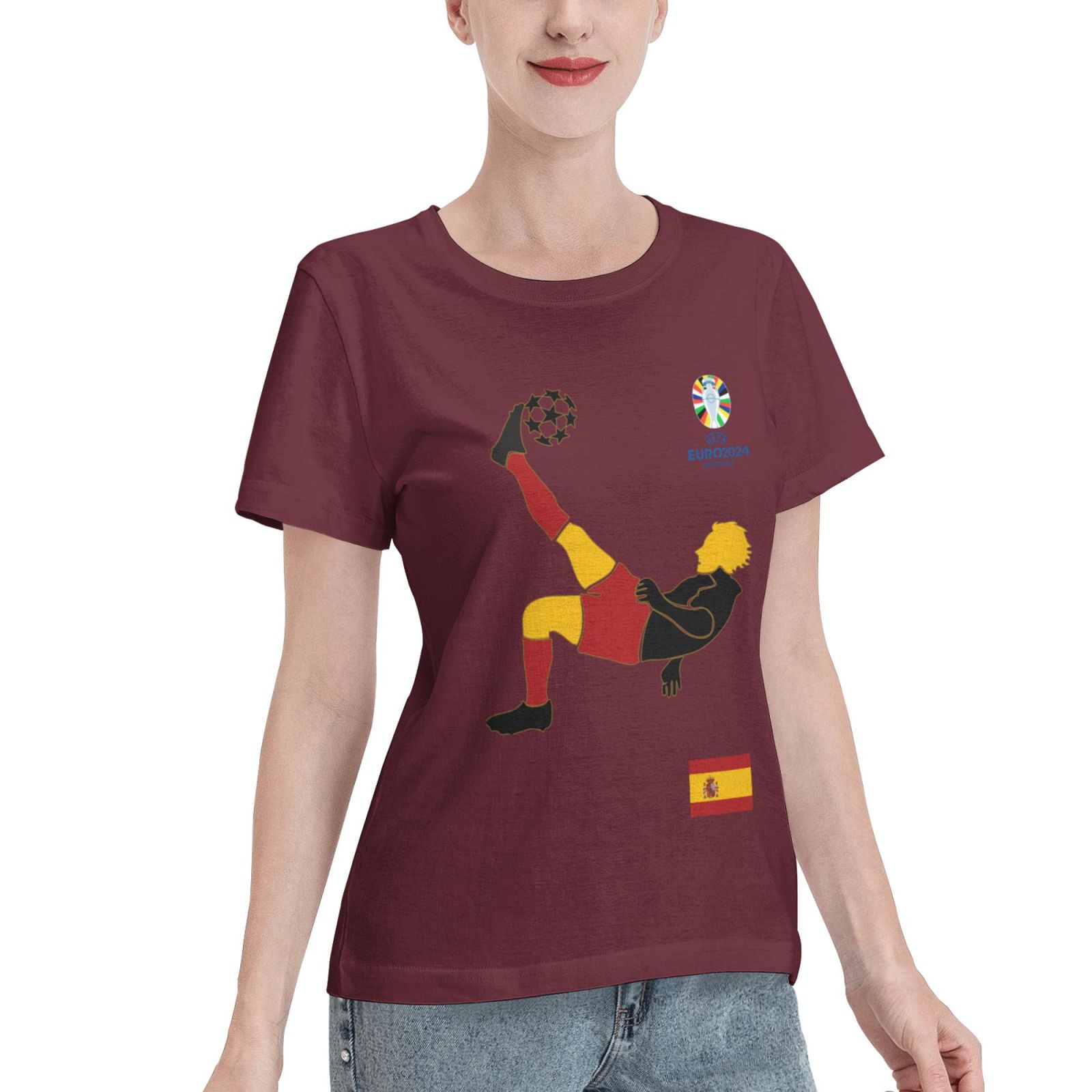 Women's Spain EURO 2024 Basic Short Sleeve T-Shirt WBT1725