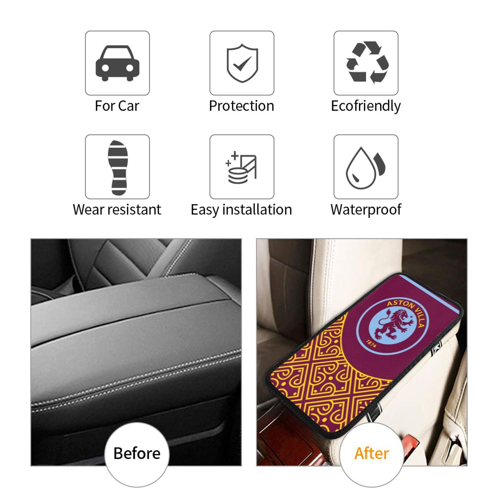 Aston Villa Car Handrail Box Cushion CHC2586