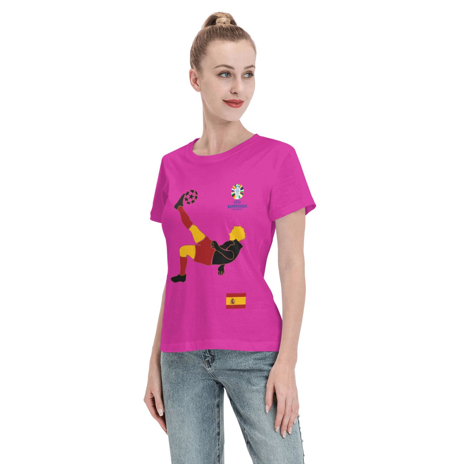 Women's Spain EURO 2024 Basic Short Sleeve T-Shirt WBT1725