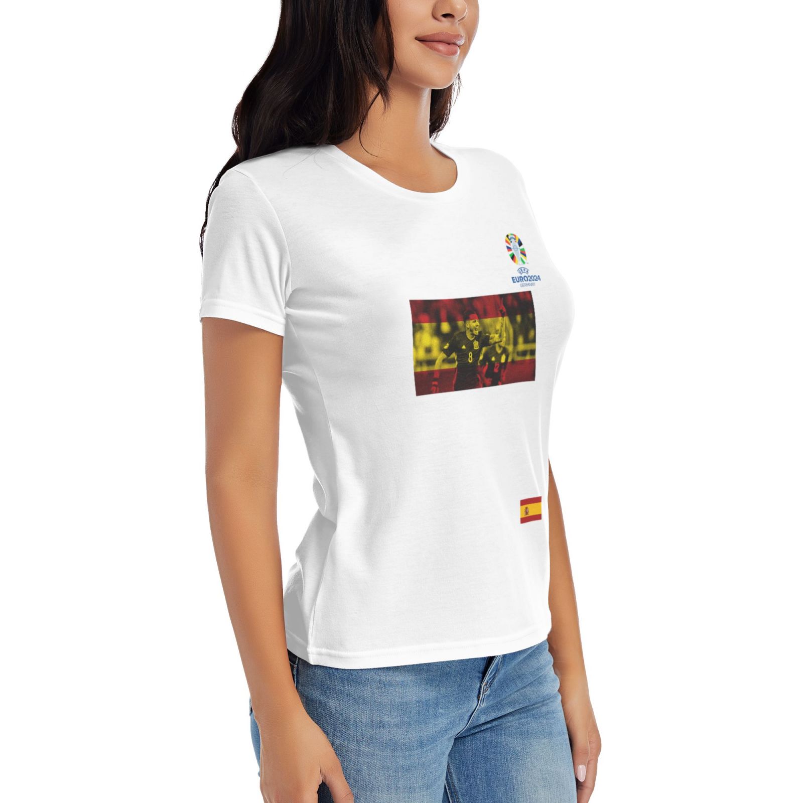 Women's Spain EURO 2024 Basic Short Sleeve T-Shirt WBT1740