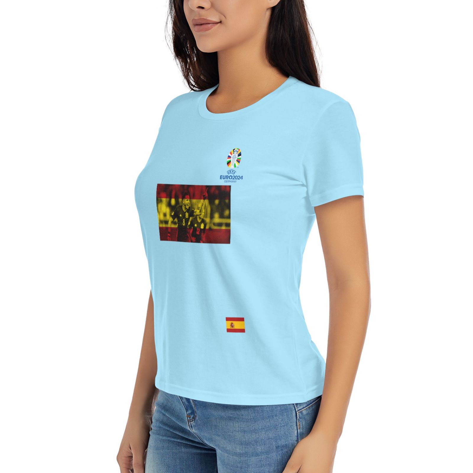 Women's Spain EURO 2024 Basic Short Sleeve T-Shirt WBT1740