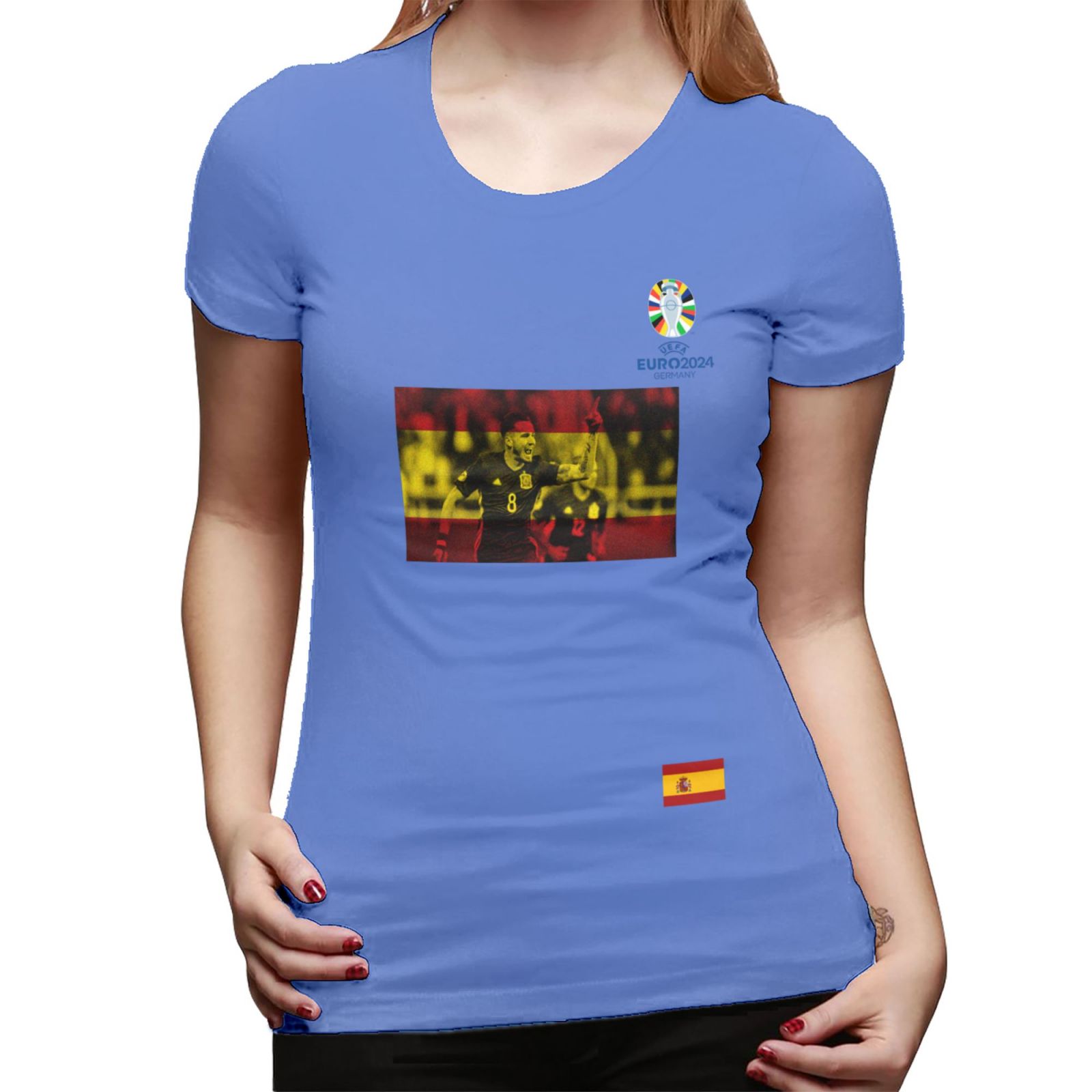 Women's Spain EURO 2024 Basic Short Sleeve T-Shirt WBT1740