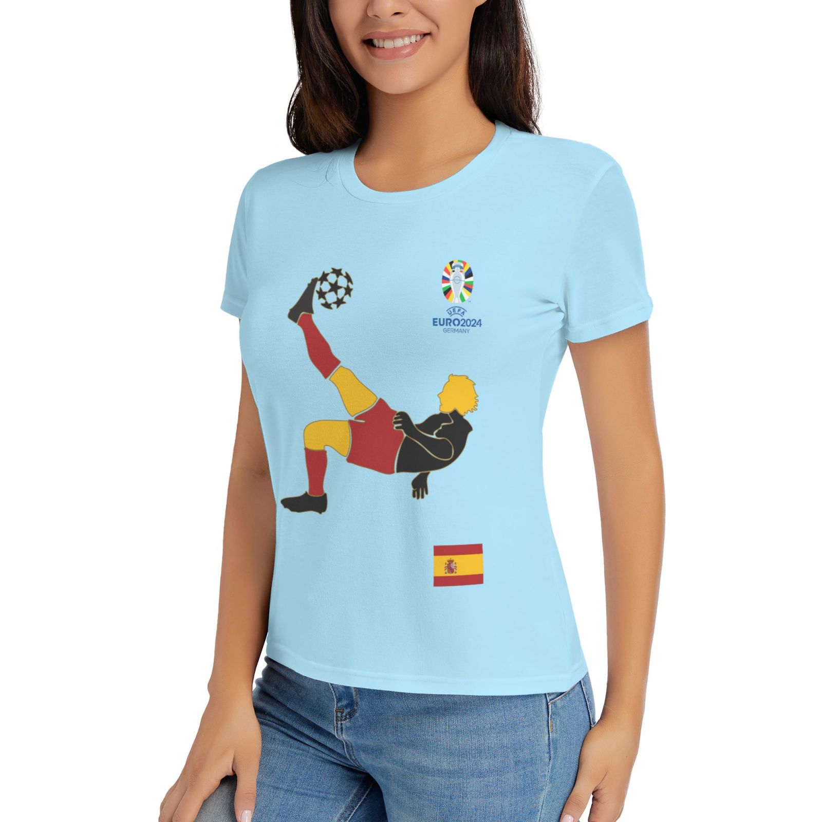 Women's Spain EURO 2024 Basic Short Sleeve T-Shirt WBT1725