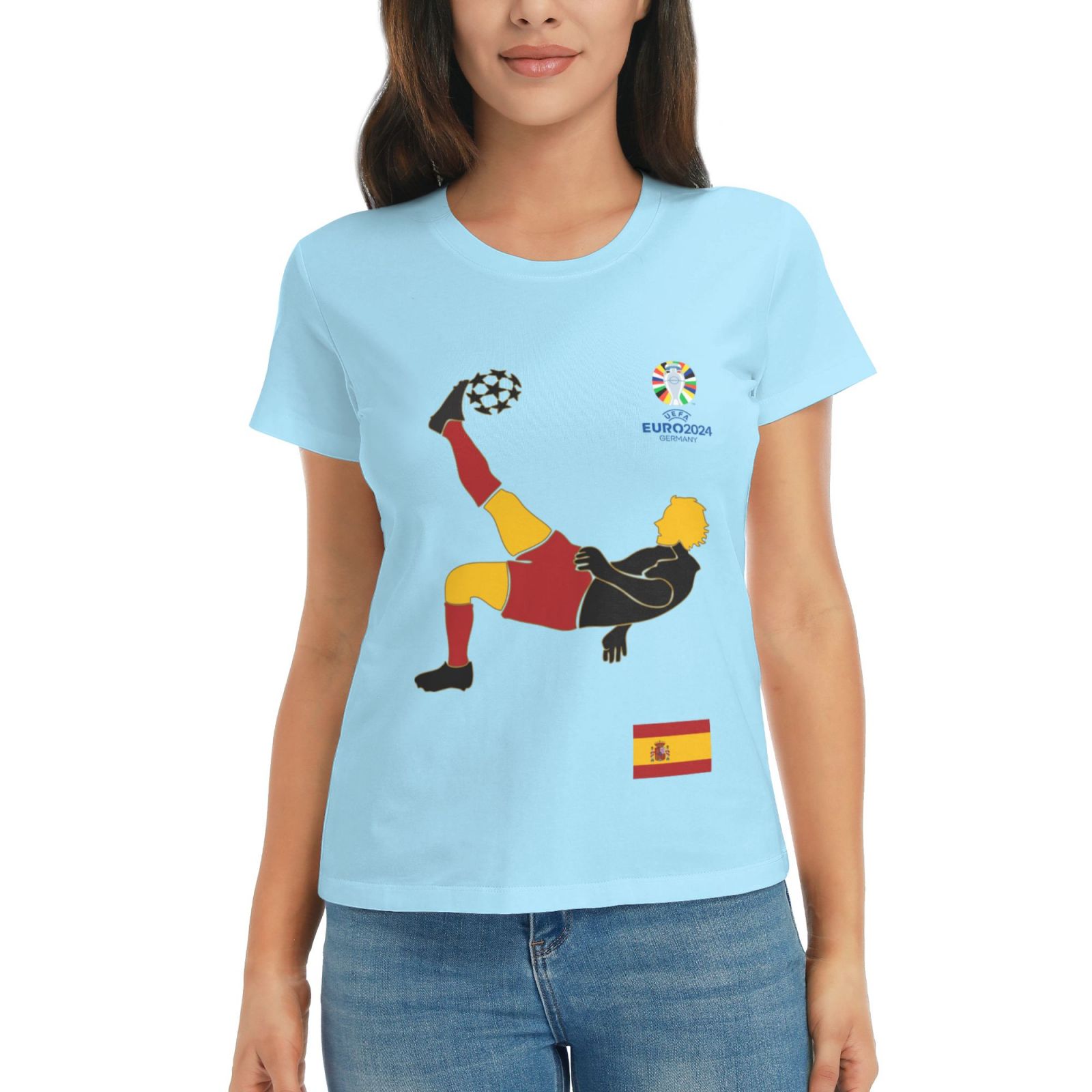 Women's Spain EURO 2024 Basic Short Sleeve T-Shirt WBT1725