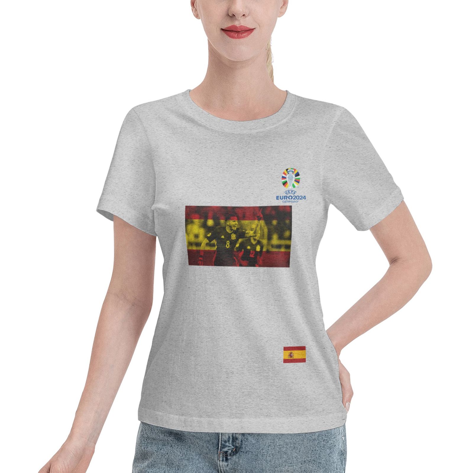 Women's Spain EURO 2024 Basic Short Sleeve T-Shirt WBT1740