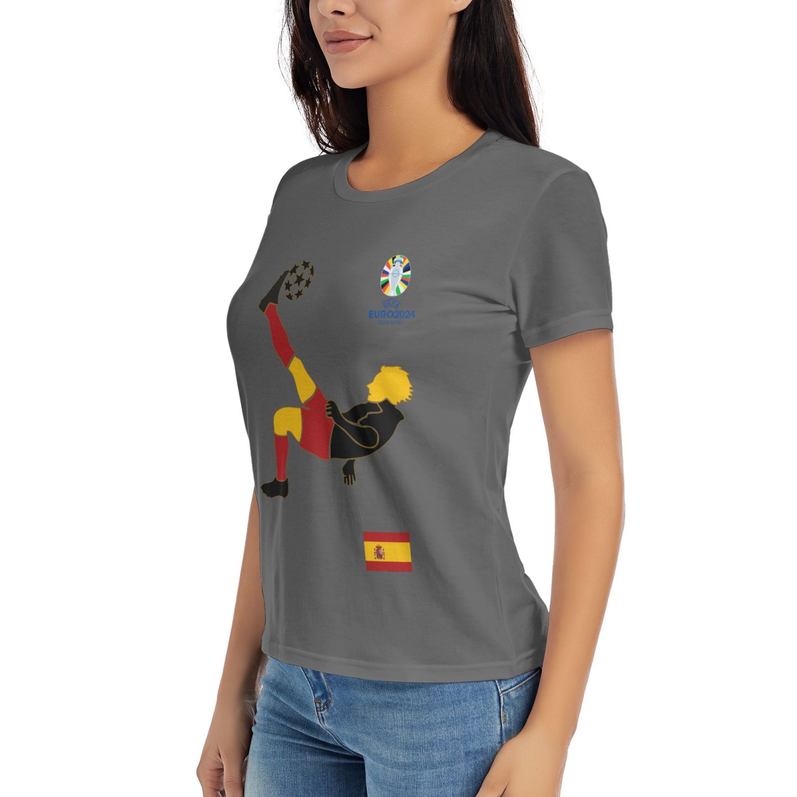 Women's Spain EURO 2024 Basic Short Sleeve T-Shirt WBT1725