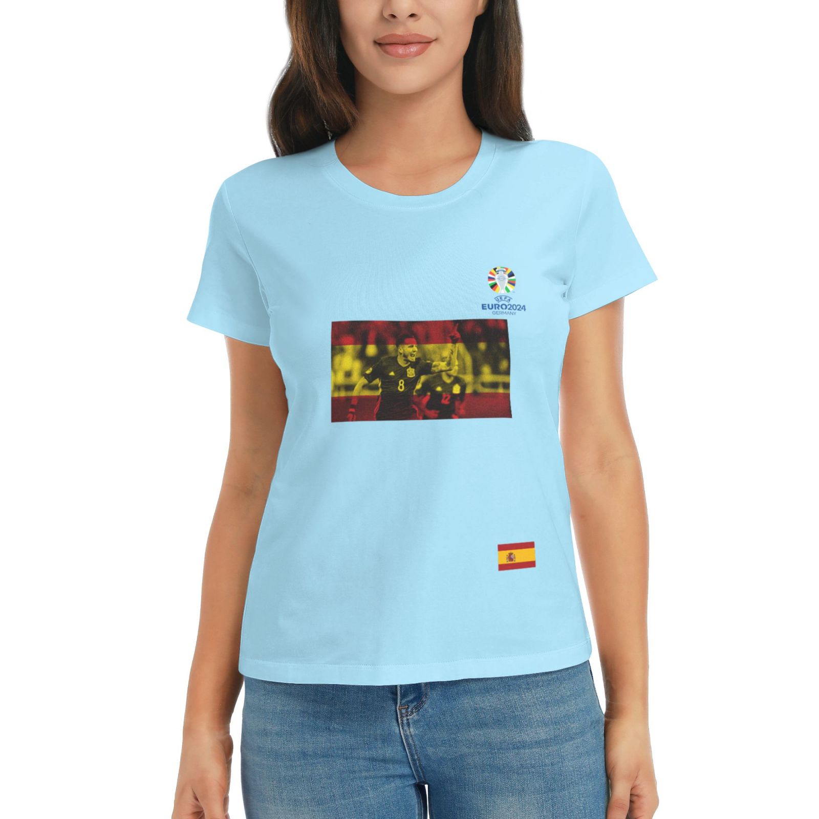 Women's Spain EURO 2024 Basic Short Sleeve T-Shirt WBT1740
