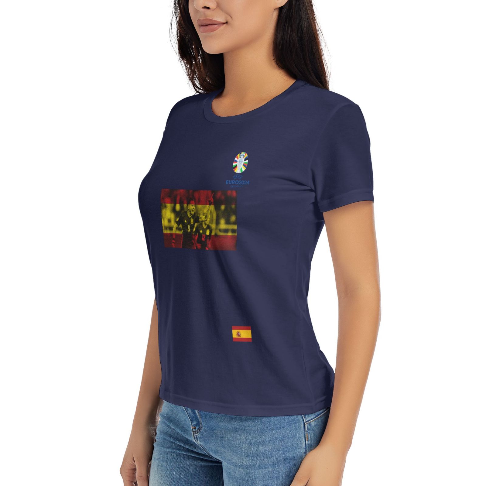 Women's Spain EURO 2024 Basic Short Sleeve T-Shirt WBT1740