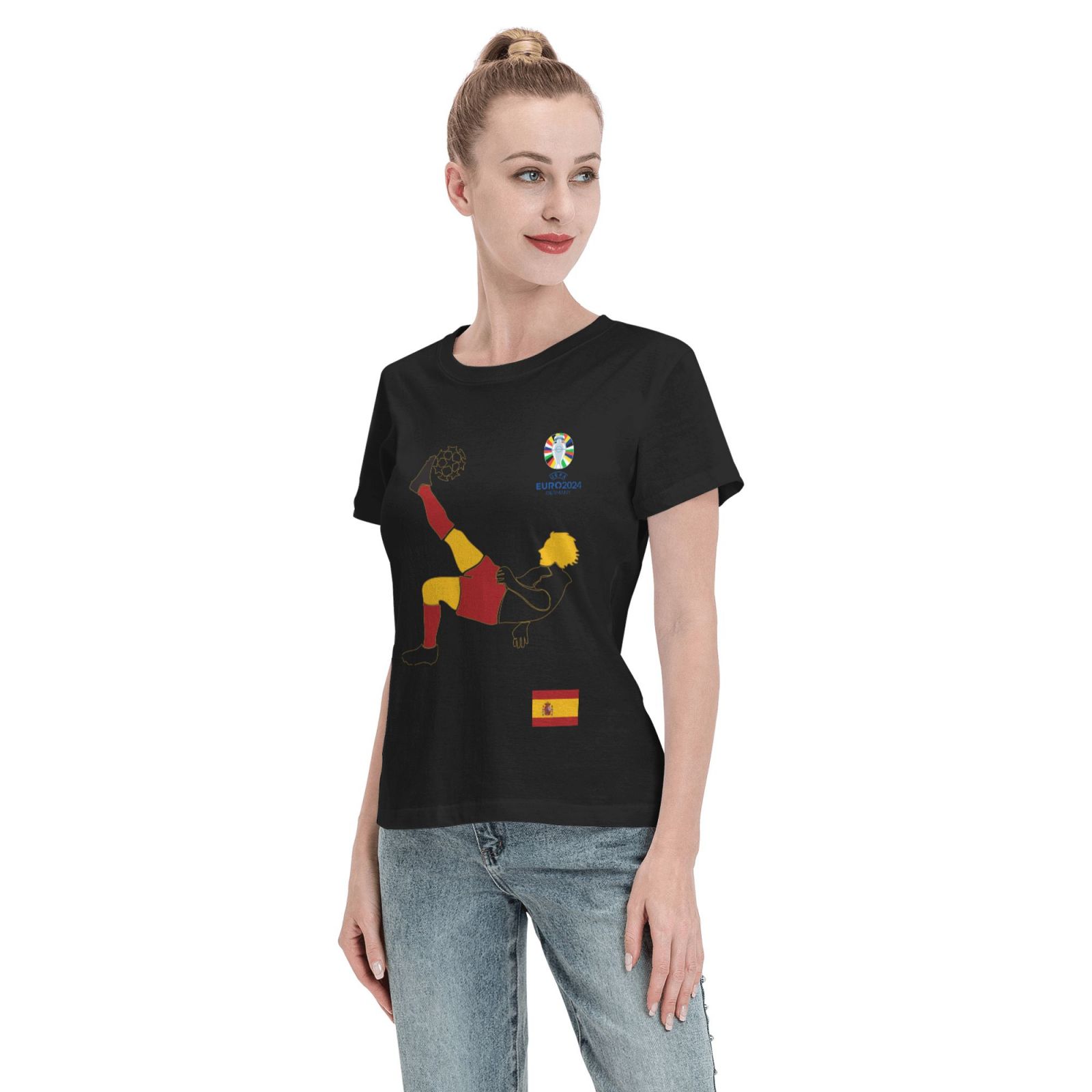 Women's Spain EURO 2024 Basic Short Sleeve T-Shirt WBT1725