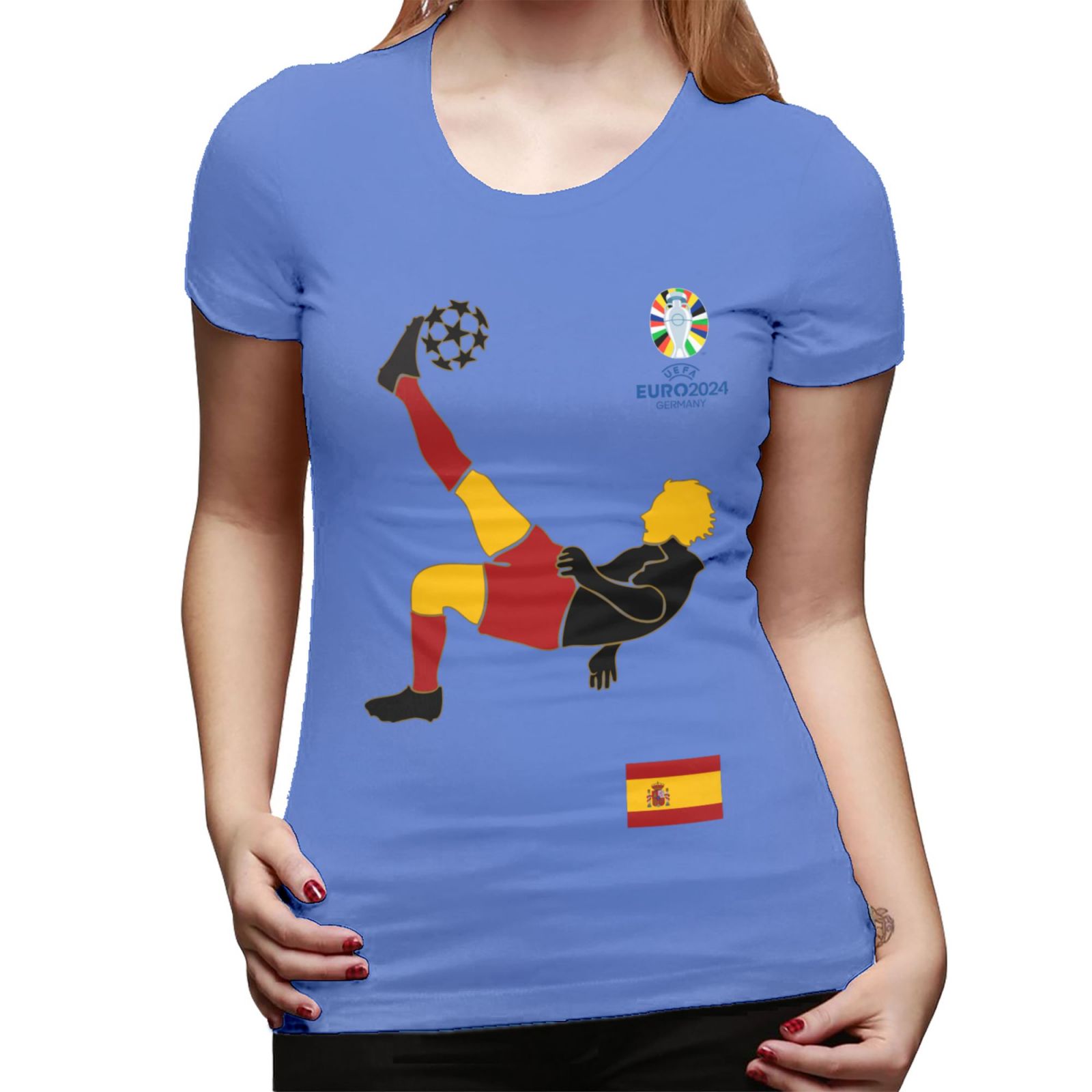 Women's Spain EURO 2024 Basic Short Sleeve T-Shirt WBT1725