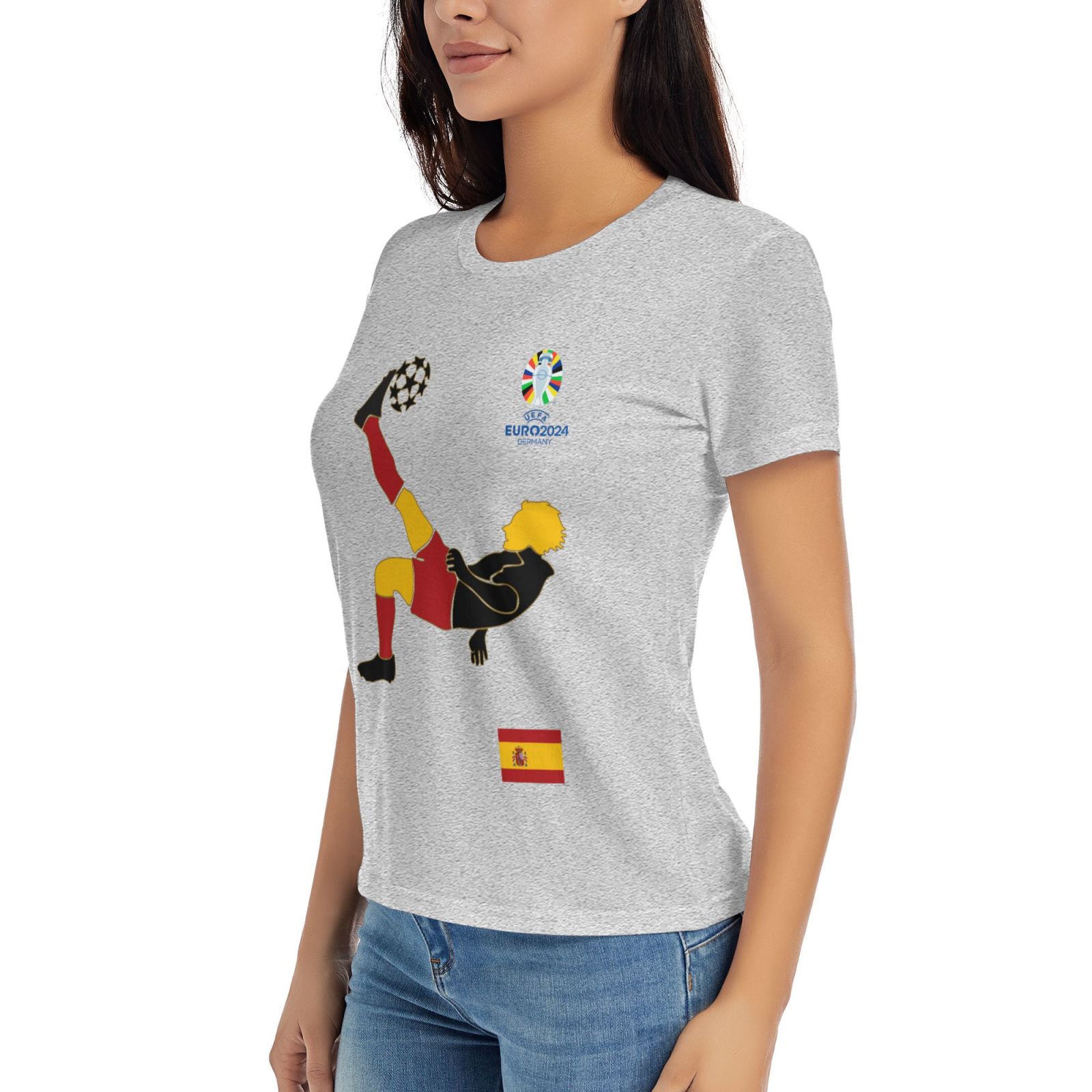 Women's Spain EURO 2024 Basic Short Sleeve T-Shirt WBT1725