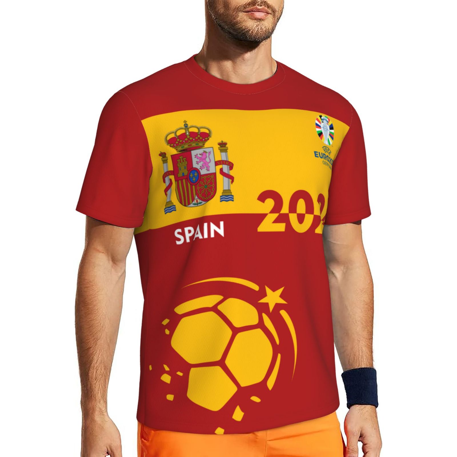 Men's Spain EURO 2024 Short Sleeved Mesh T-Shirt SMT1685