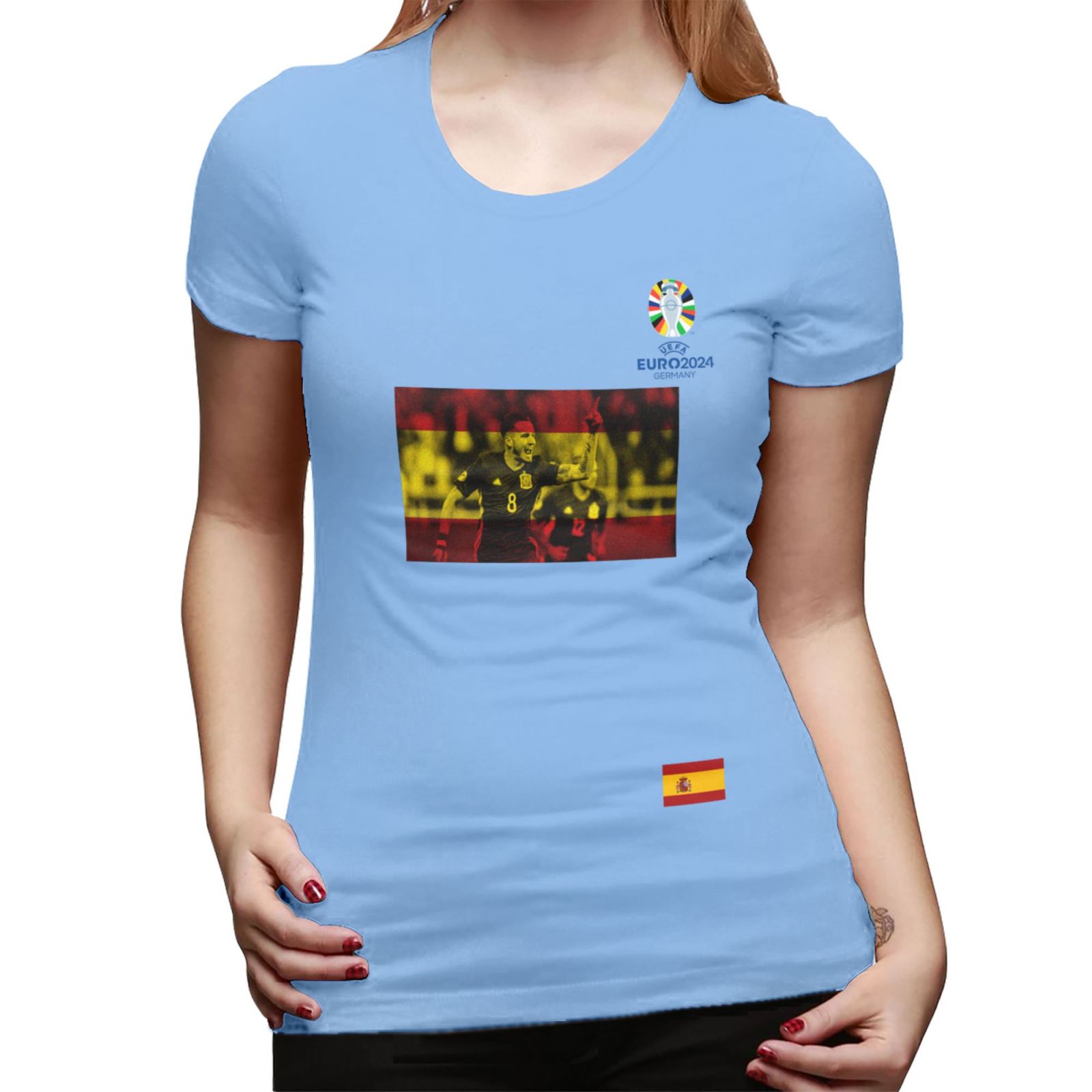Women's Spain EURO 2024 Basic Short Sleeve T-Shirt WBT1740