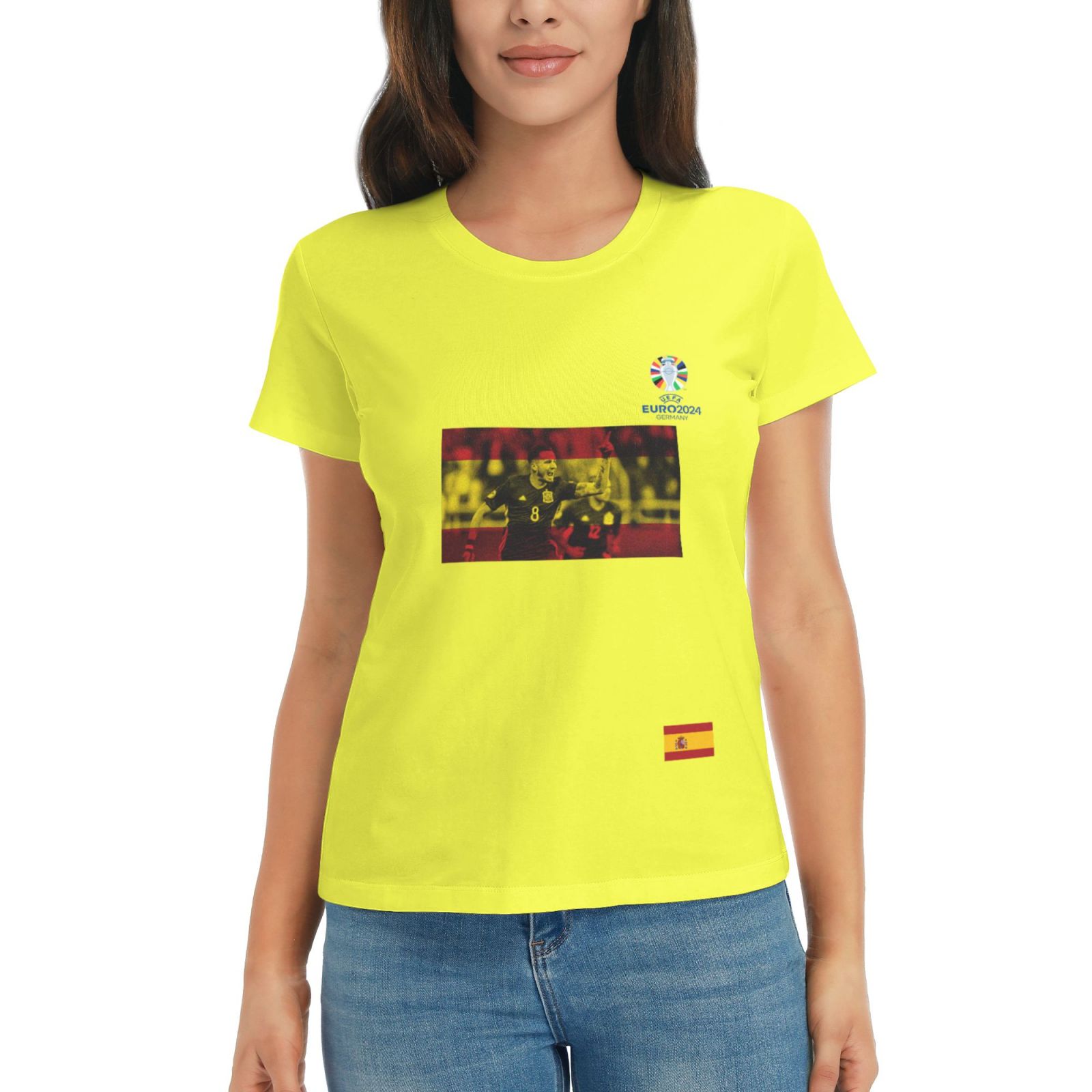 Women's Spain EURO 2024 Basic Short Sleeve T-Shirt WBT1740