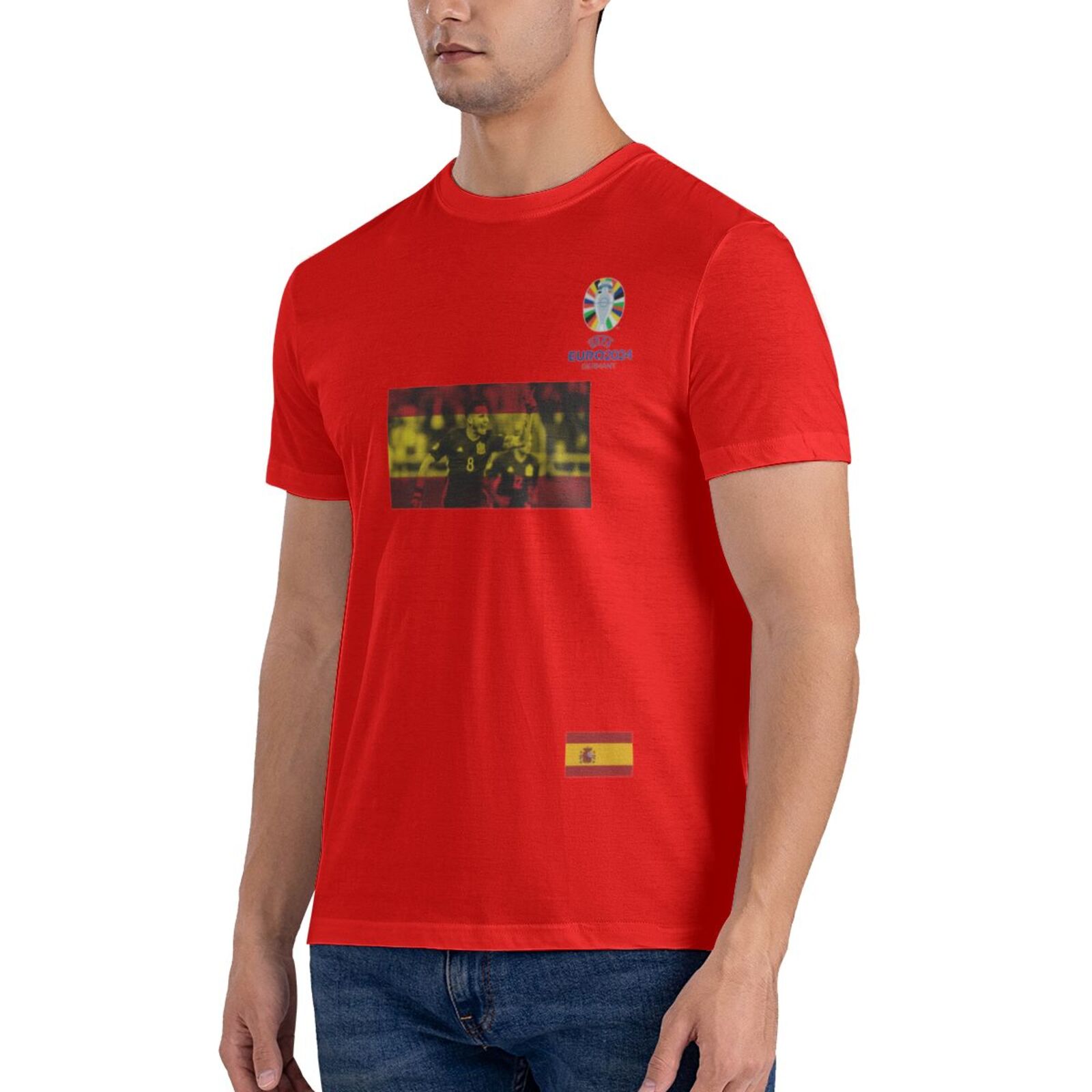 Men's Spain EURO 2024 Basic Short Sleeve T-Shirt BST1739