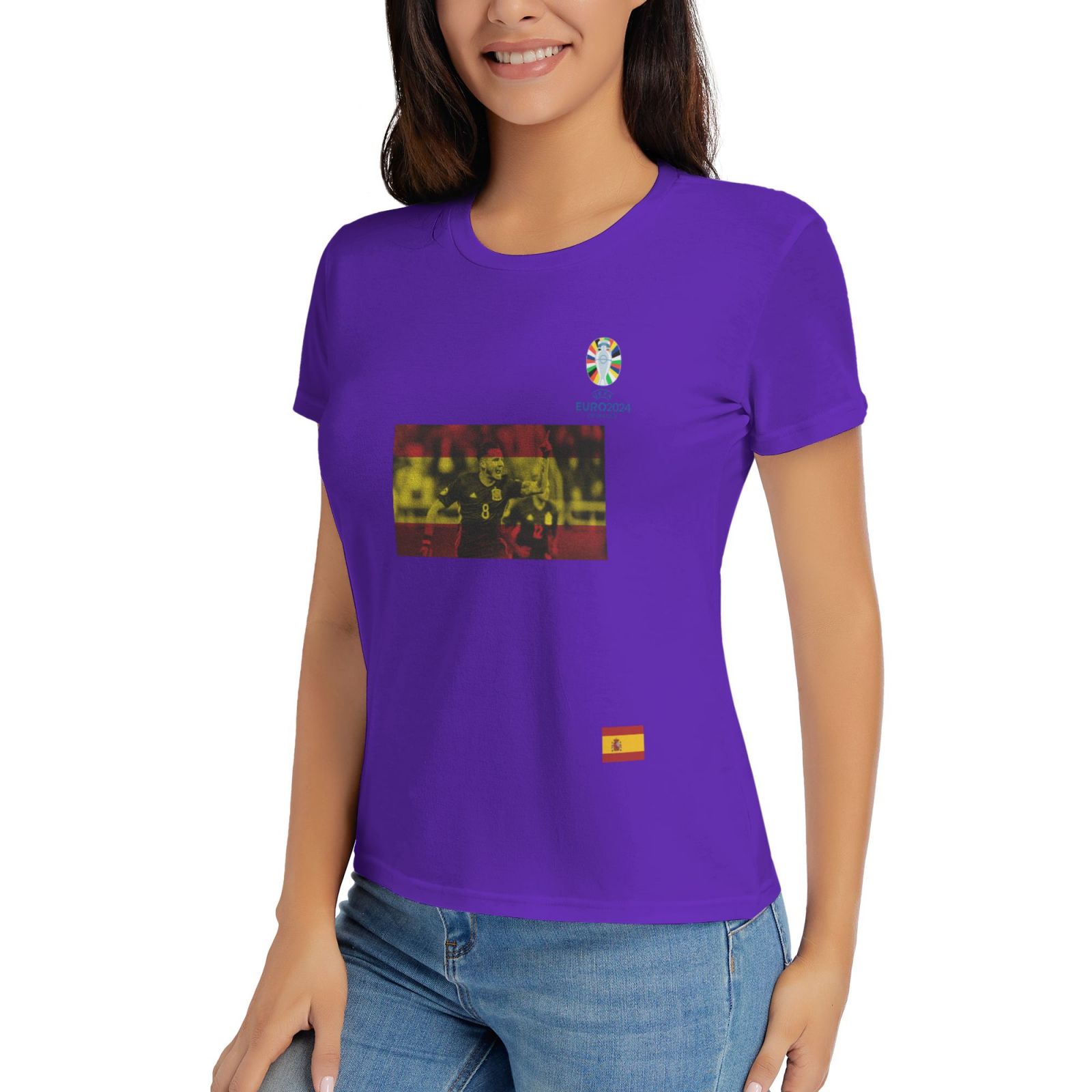 Women's Spain EURO 2024 Basic Short Sleeve T-Shirt WBT1740