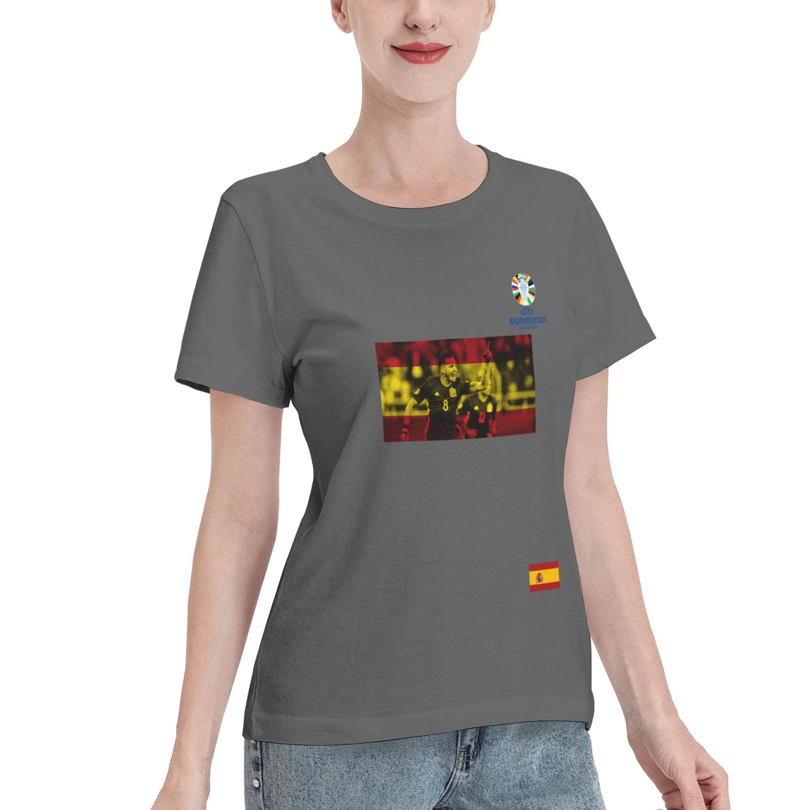 Women's Spain EURO 2024 Basic Short Sleeve T-Shirt WBT1740