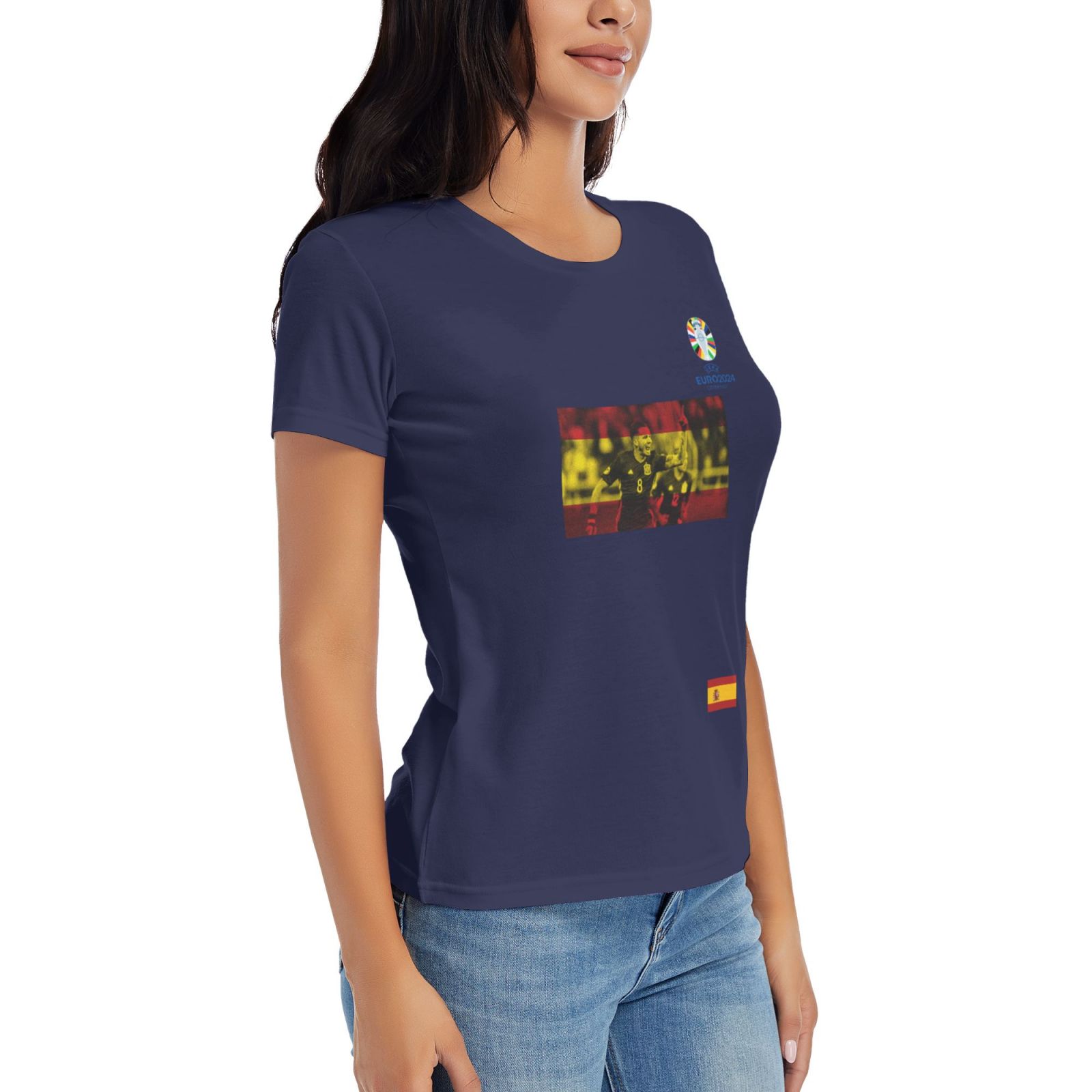 Women's Spain EURO 2024 Basic Short Sleeve T-Shirt WBT1740
