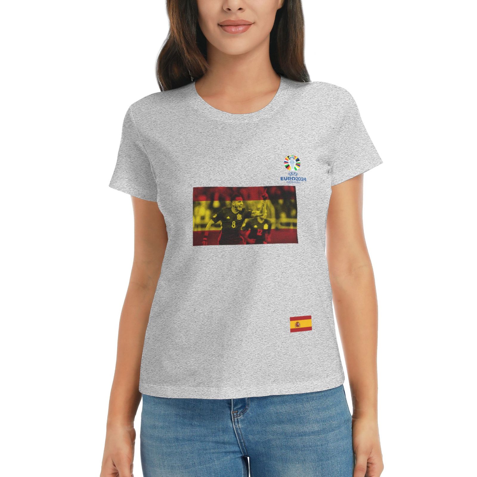 Women's Spain EURO 2024 Basic Short Sleeve T-Shirt WBT1740