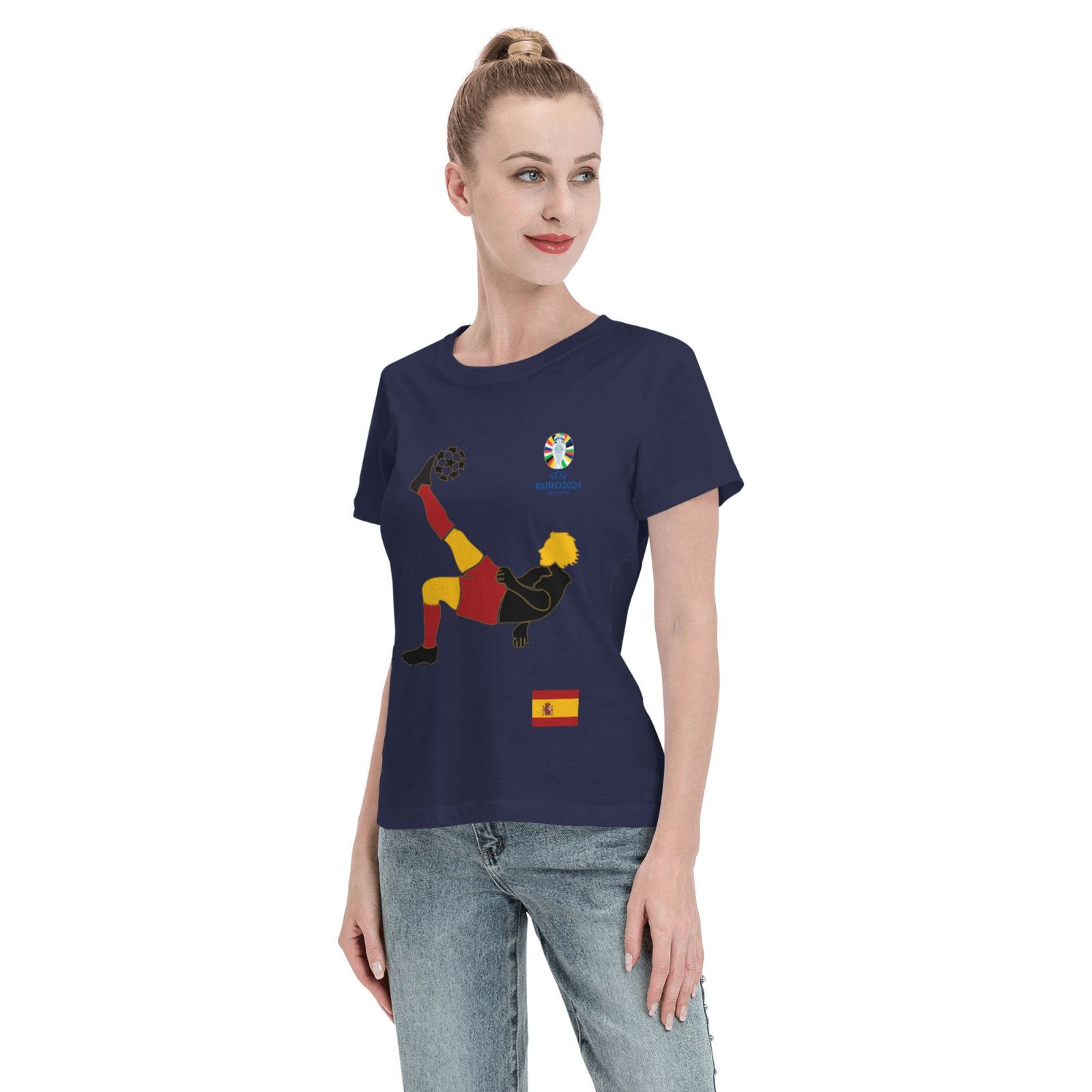 Women's Spain EURO 2024 Basic Short Sleeve T-Shirt WBT1725