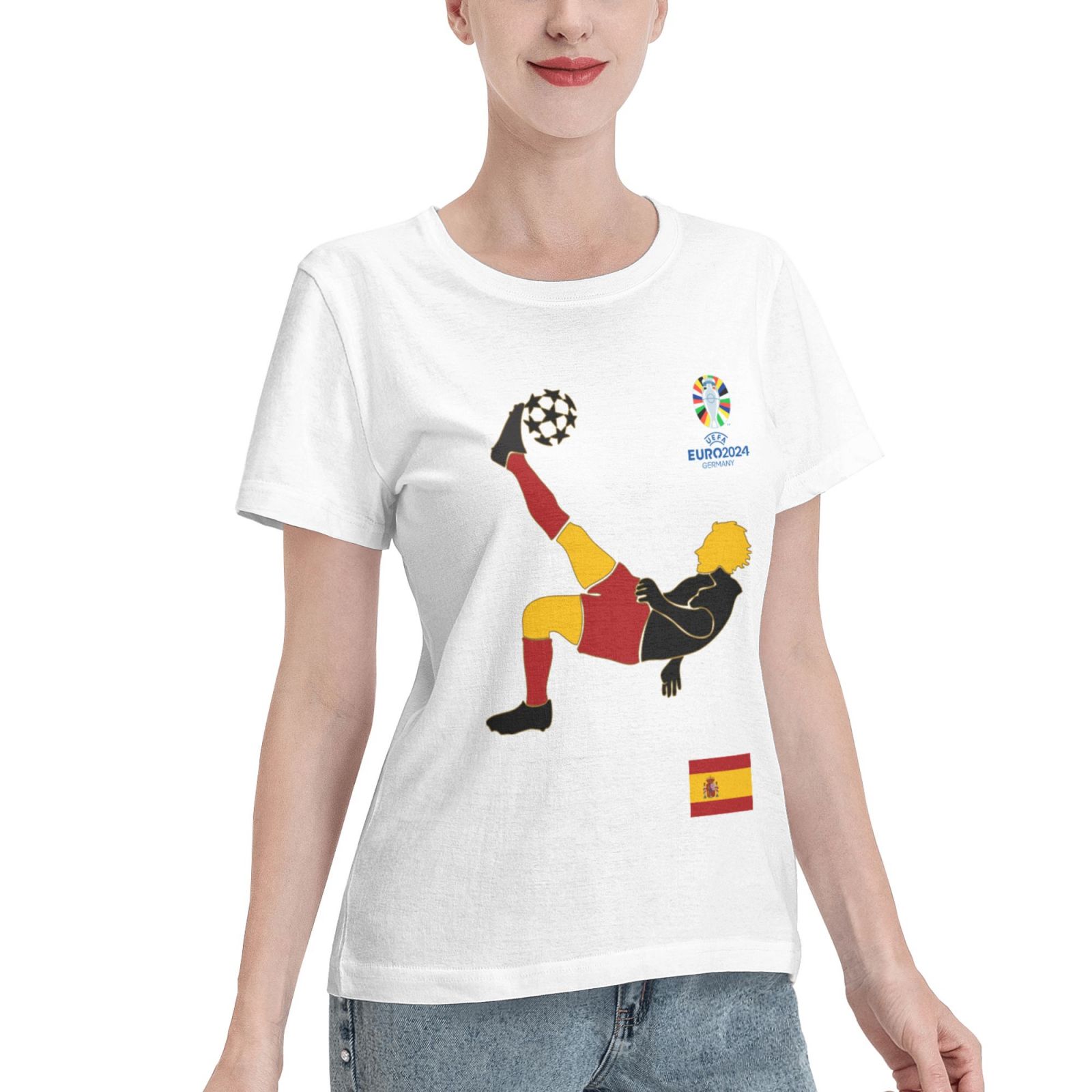 Women's Spain EURO 2024 Basic Short Sleeve T-Shirt WBT1725