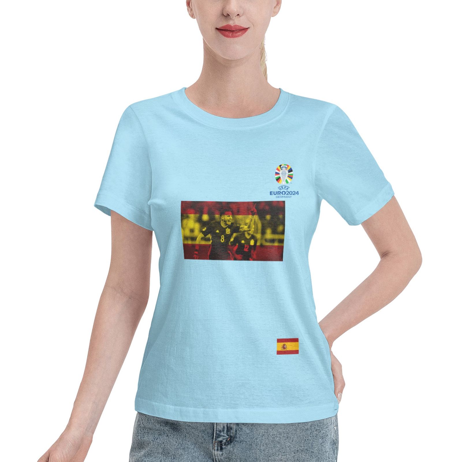 Women's Spain EURO 2024 Basic Short Sleeve T-Shirt WBT1740