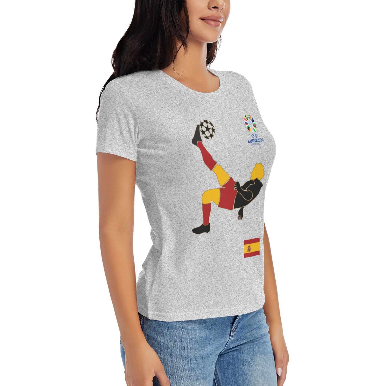 Women's Spain EURO 2024 Basic Short Sleeve T-Shirt WBT1725