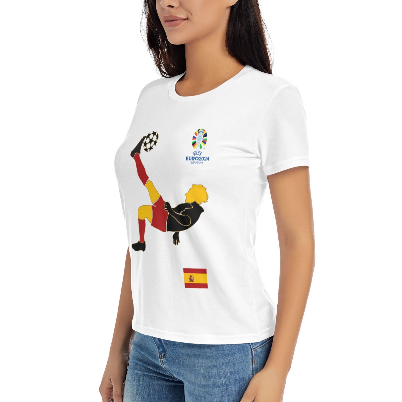 Women's Spain EURO 2024 Basic Short Sleeve T-Shirt WBT1725