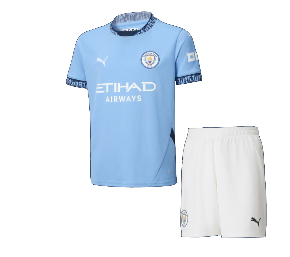 Kids Manchester City Home Jersey 24/25 Football Kit（shirt+shorts）