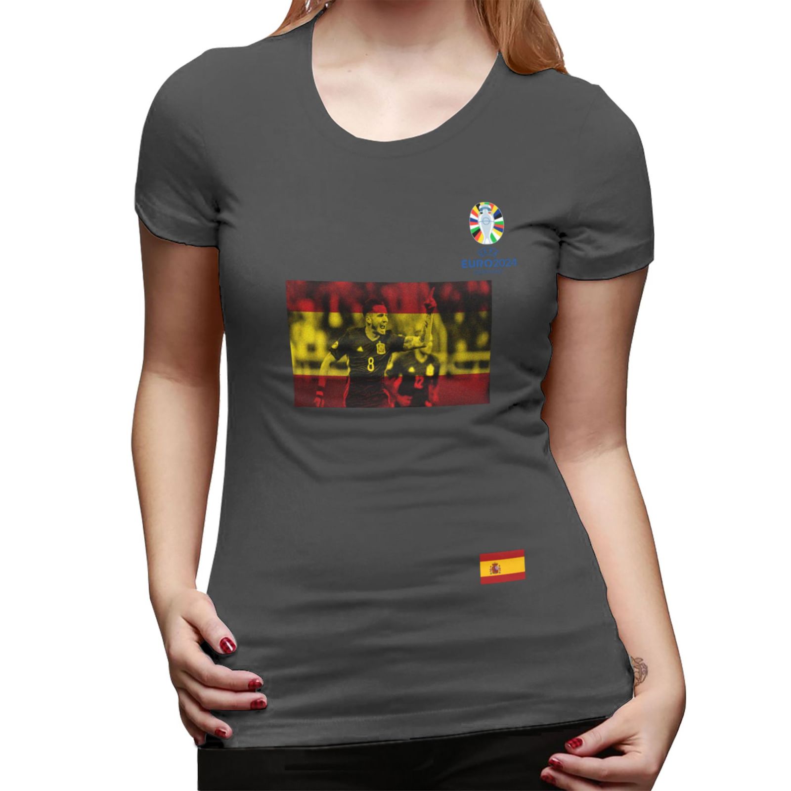 Women's Spain EURO 2024 Basic Short Sleeve T-Shirt WBT1740