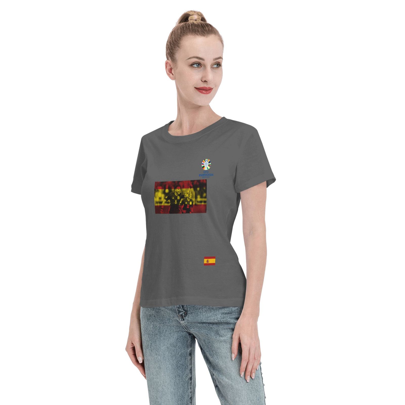 Women's Spain EURO 2024 Basic Short Sleeve T-Shirt WBT1740